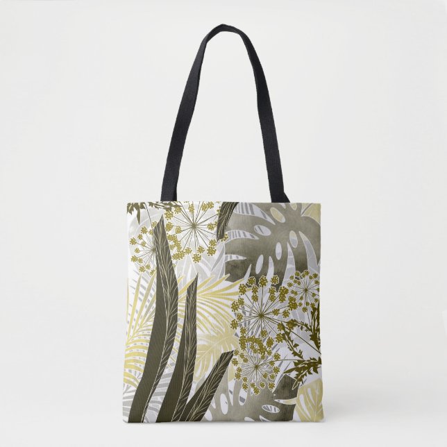 Bolso De Tela Patrón tropical monstera hojas de palma exóticas (Anverso)