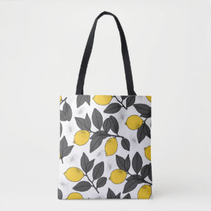 Bolso De Tela Patrón tropical sin costuras con limones amarillos