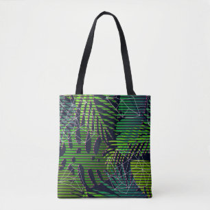 Bolso De Tela Patrón tropical sin foco con plantas tropicales. H