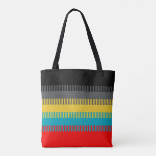 Bolso De Tela Patrón único de resumen de gris negro amarillo roj