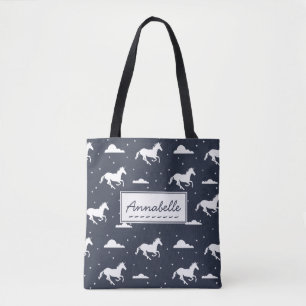 Bolso De Tela Patrón unicornio de cielo mediano personalizado
