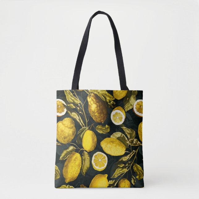 Bolso De Tela Patrón V de limón y hoja (Anverso)