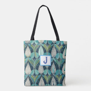 Bolso De Tela Patrón verde azul de las gotas atómicas de mediado