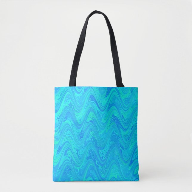 Bolso De Tela Patrón verde azul mareado (Anverso)
