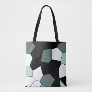 Bolso De Tela Patrón Verde azulado de blanco negro verde