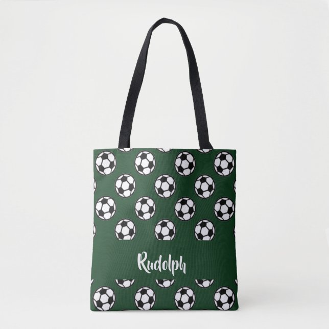 Bolso De Tela Patrón verde de bolas de fútbol (Anverso)