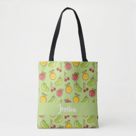 Bolso De Tela Patrón verde de frutas frescas de verano