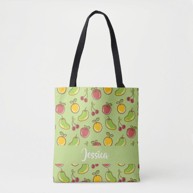 Bolso De Tela Patrón verde de frutas frescas de verano (Anverso)