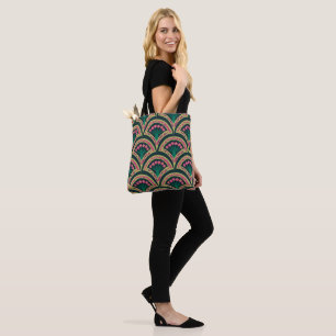 Bolso De Tela patrón verde en forma de cáscara