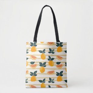 Bolso De Tela Patrón vibrante de cítricos con hojas verdes (4)