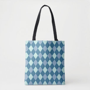 Bolso De Tela Patrón Vintage Argyle Azul