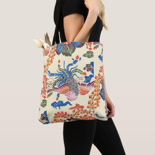 Bolso De Tela Patrón vintage Bingata: Paulownia y Phoenix