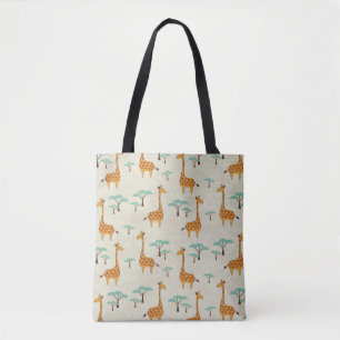 Bolso De Tela Patrón vintage de árbol de jirafa.