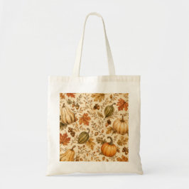 Bolso De Tela Patrón vintage de calabaza y verduras de otoño 