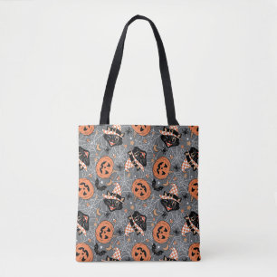 Bolso De Tela Patrón Vintage de gatos y calabazas de Halloween