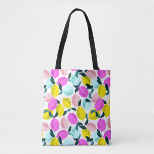 Bolso De Tela Patrón Vintage de Limones Dibujados a Mano