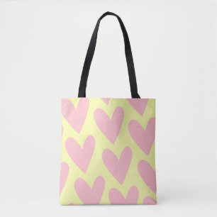 Bolso De Tela Patrón Y2K amarillo rosado lindo simple del corazó