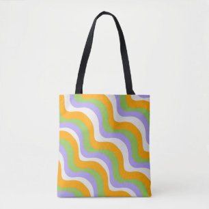 Bolso De Tela Patrón Y2k de la capa de curva de onda retro Groov