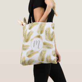 Bolso De Tela Patrón y monograma de hojas de palmera de Relieve 