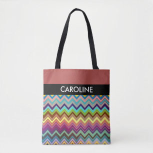 Bolso De Tela Patrón ZIGZAG - multicolor + tu trasero.