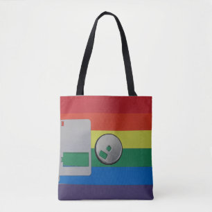 Bolso De Tela patrones de color de orgullo gay en disquetes retr