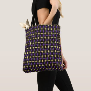 BOLSO DE TELA PATRONES DE DIAMANTES PURPLE & GOLD MARDI GRAS