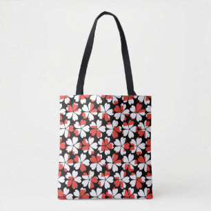 Bolso De Tela Patrones de flores blancas rojas lisas