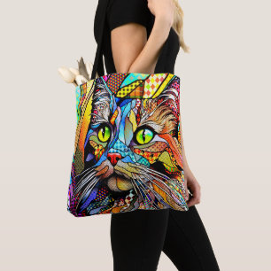 Bolso De Tela Patrones de gato 711 multicolor