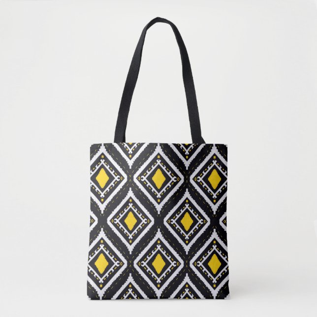 Bolso De Tela Patrones de ikat etnia textil tribal norteamerican (Anverso)