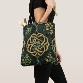 BOLSO DE TELA PATRONES DE KNOT CELÁTICOS VERDES Y ORÍGENES IRLAN