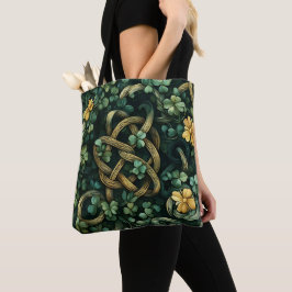 BOLSO DE TELA PATRONES DE KNOT CELÁTICOS VERDES Y ORÍGENES IRLAN