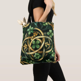 BOLSO DE TELA PATRONES DE KNOT CELÁTICOS VERDES Y ORÍGENES IRLAN