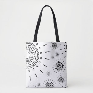 Bolso De Tela Patrones de ráfagas negras sobre blanco