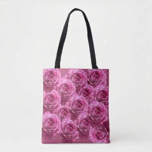 Bolso De Tela Patrones de rosas rosados y morados