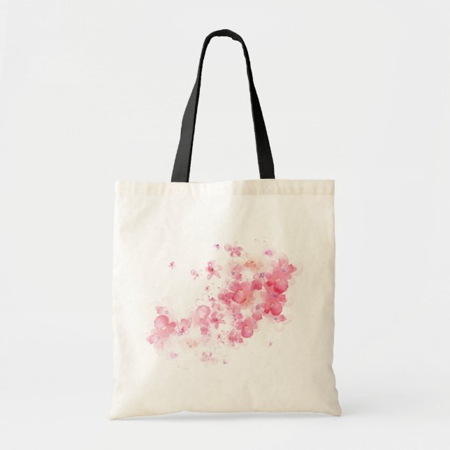 Bolso De Tela Patrones florales de flores amarillas rosadas Resu (Frente)