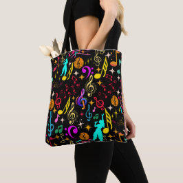 Bolso De Tela Patrones vibrantes de notas musicales