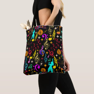Bolso De Tela Patrones vibrantes de notas musicales