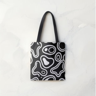 Bolso De Tela Patte de formas orgánicas abstractas en blanco y n
