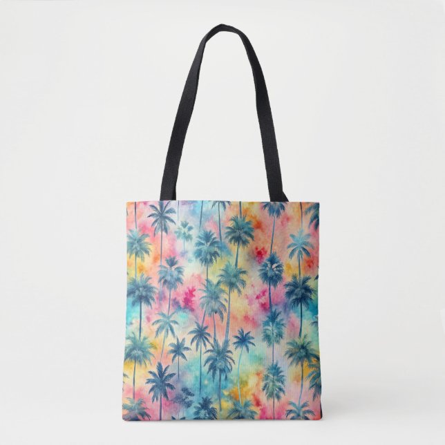 Bolso De Tela Pattern Tie Dye Palms (Anverso)