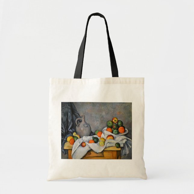 Bolso De Tela Paul Cezanne - Curtain, Jug and Fruit Bowl (Frente)