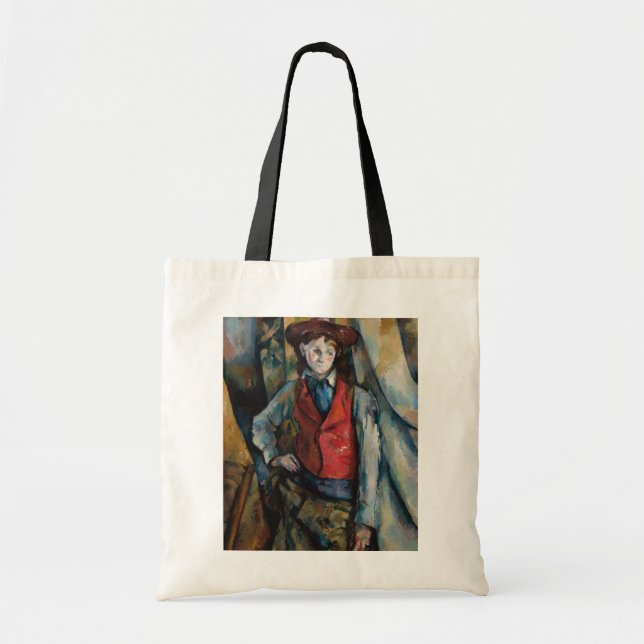 Bolso De Tela Paul Cezanne - Niño en el chaleco rojo (Frente)