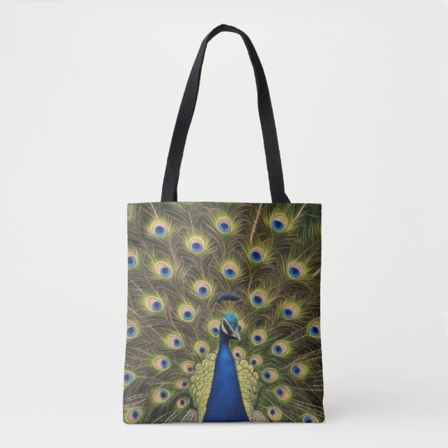 Bolso De Tela Pavo Azul (Anverso)