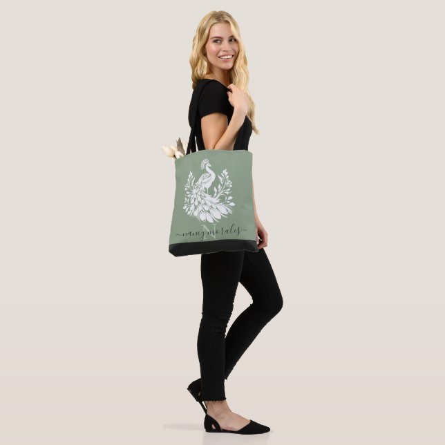 Bolso De Tela Pavo de pavo blanco callito moderno jaula verde es (Puesto)