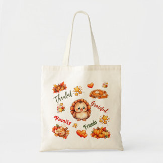 Bolso De Tela Pavo Lindo Día de Acción de Gracias Agradecido Gra