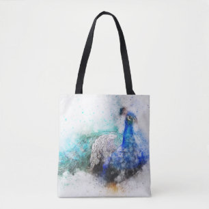 Bolso De Tela Pavo real acuarela