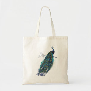 Bolso De Tela Pavo real azul con las plumas de cola hermosas