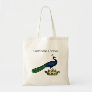 Bolso De Tela Pavo real estilizado vintage heráldico en corona C