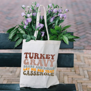 Bolso De Tela Pavo Salsa Frijoles Y Panecillos Otoño Acción De G
