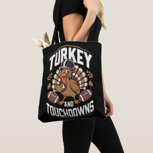 Bolso De Tela Pavo y touchdowns fútbol de Acción de Gracias