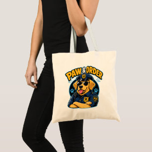 Bolso De Tela Paw & Order Perro Policía PNG, Sublimación Diverti
